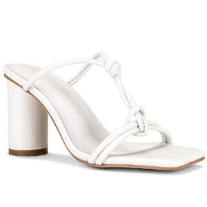 NEW Sol Sana Kirsten Slip On Knotted Vamp Circular Block Heel Mules White 36/5